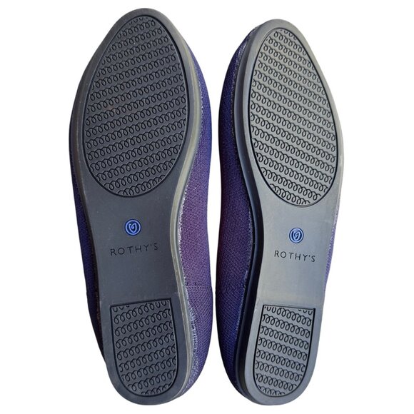 Rothys Round Toe Shoes Maritime Navy Blue Halo Loafer Slip On Ballet Flat Sz 8 - Picture 3 of 8